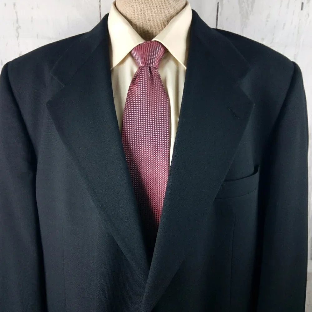 Mark Alexander 46R 2 Gold Button Black Suit Blazer Sport Coat